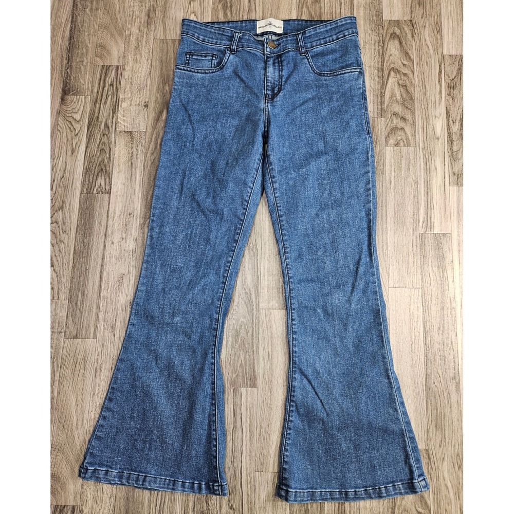 Madcap England Bell Bottom Jeans Women 30 Blue Flare Retro Modern Mid Rise Denim